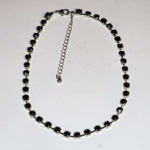 Mariana Jet Black Swarovski Crystal Rhodium Plated Tennis Necklace